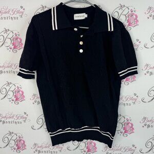Black Polo Shirt with White Trim